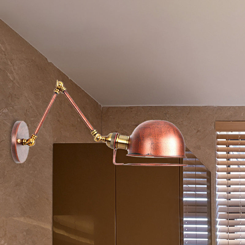 BowLift | 1 Light Swing Arm Wall Lighting Vintage Style Brass/Copper Metal Wall Mount Light with Bowl Shade