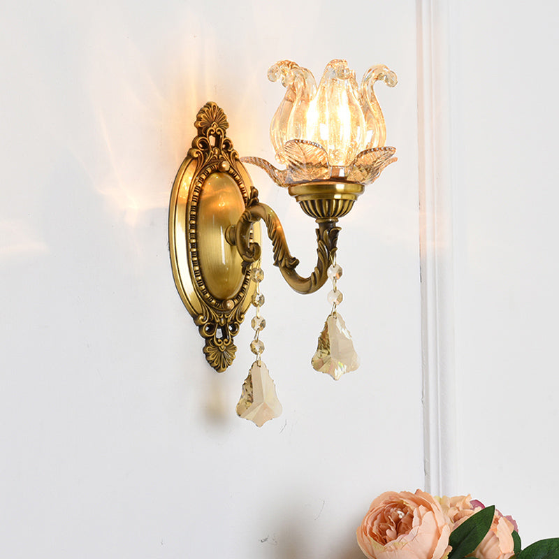 BowLift | Flower decor wall light fixture modernism prism glass 1/2 heads brass wall lamp