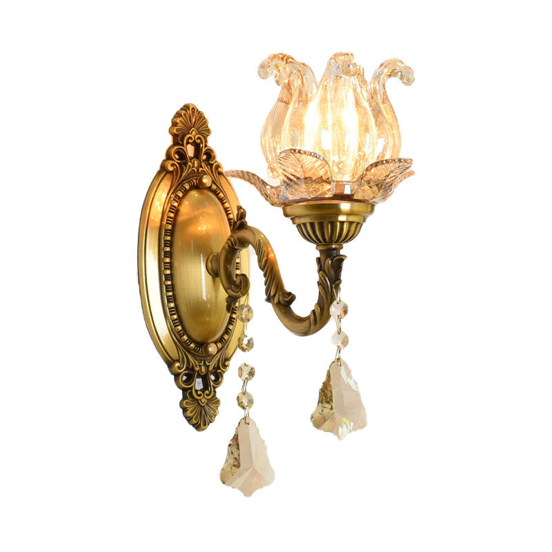 BowLift | Flower decor wall light fixture modernism prism glass 1/2 heads brass wall lamp