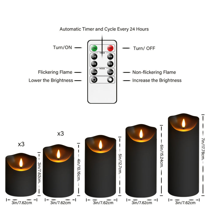 BowLift | GlowLuxe Flameless LED Candles Set (9-piece) – With Remote Control and Glitter Finish