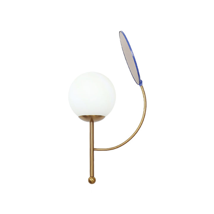 BowLift | Gold/Black Global Wall Light Retro 1 Light Matt White Glass Wall Light with Reflector