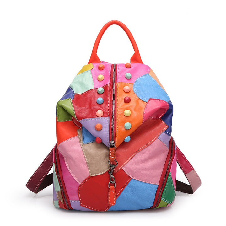 Vibrant Patchwork Leather Backpack