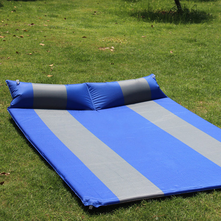 self-inflating double camping mattress with integrated headrest Bowlift