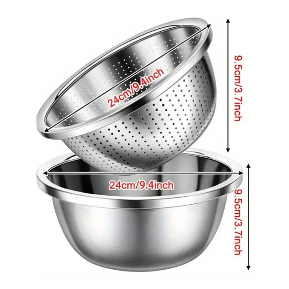 BowLift | Rinse Mix Stainless Colander Duo Set