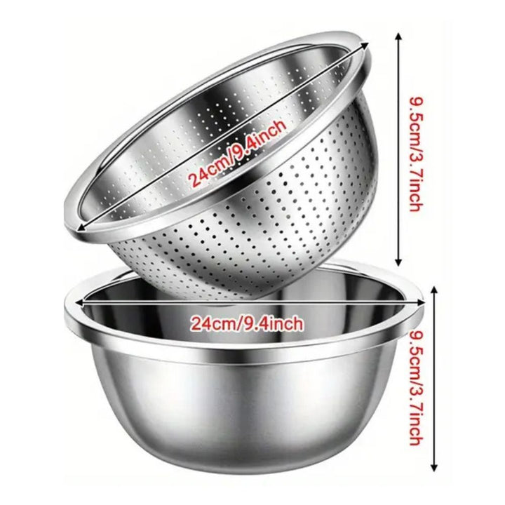 BowLift | Rinse Mix Stainless Colander Duo Set