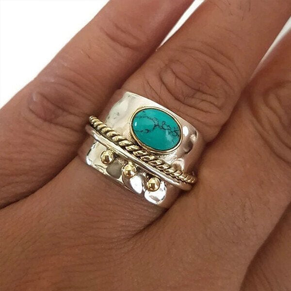BowLift | Sterling Silver Turquoise Wide Band Ring