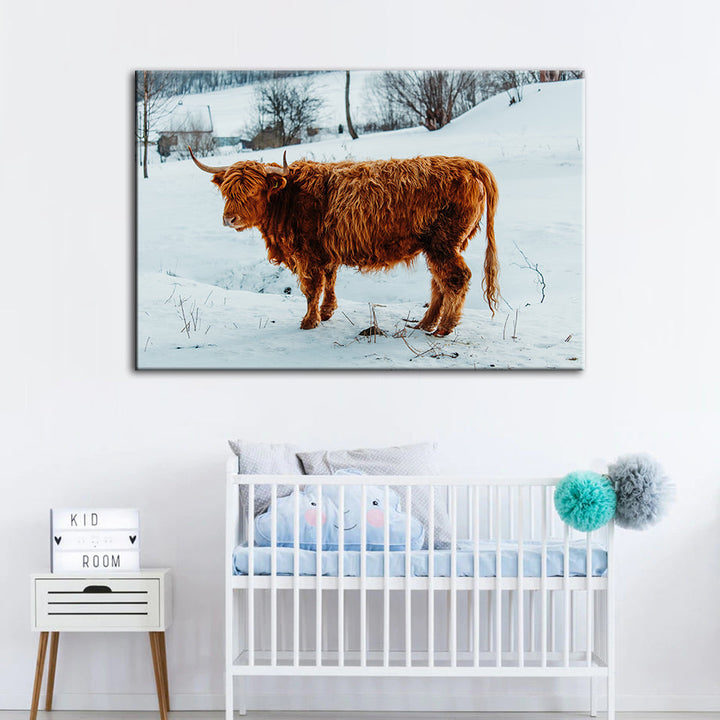 Curly Haired Cow - Canvas Wall Art Painting | Bowlift