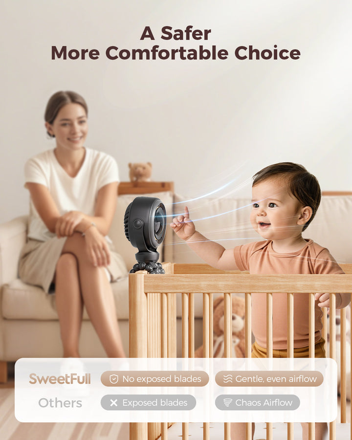 Bladeless Stroller Fan - 3-in-1 Wrappable Portable Fan | Bowlift