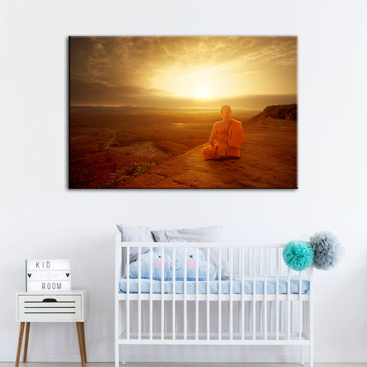 Tranquil Cliffside Sunset  - Canvas Wall Art Painting | Bowlift