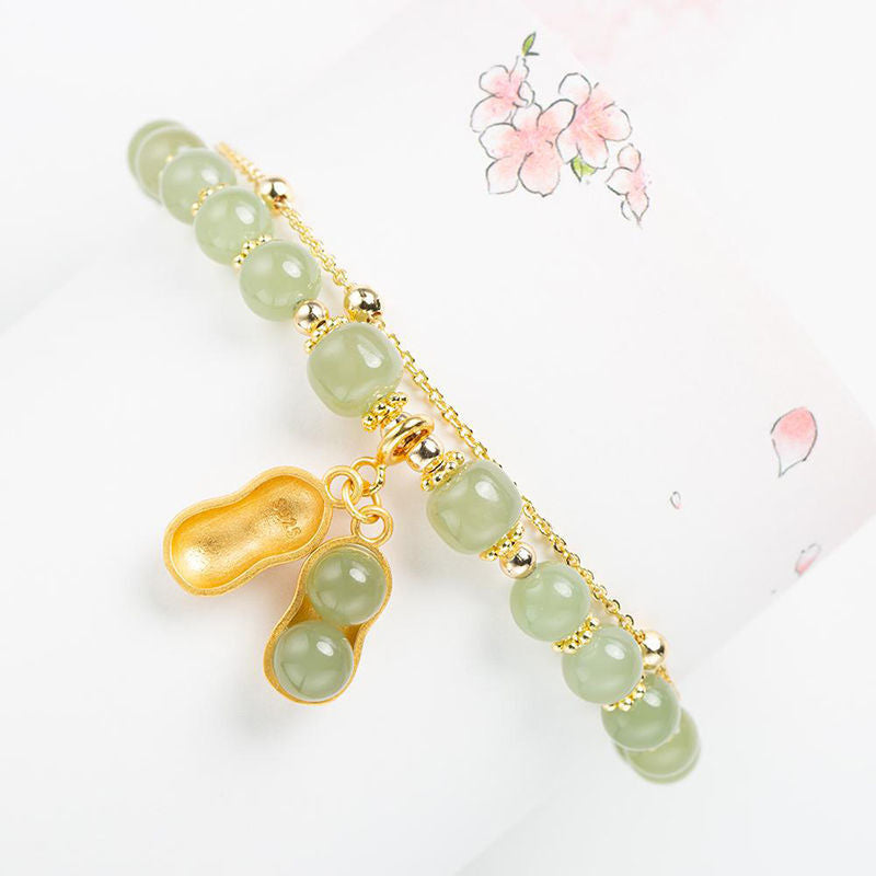 BowLift | Double Chain Natural Jade Bracelet