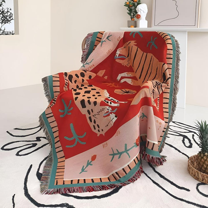 BowLift | Leopard Woven Tassel Blanket