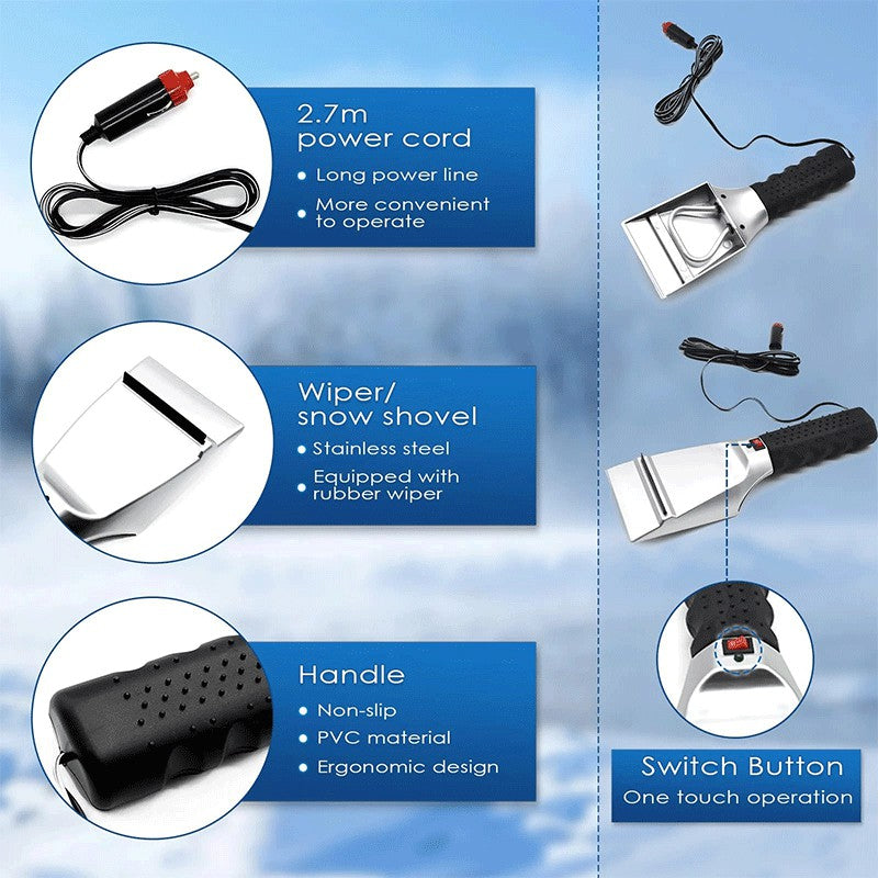 BowLift | Heated Snow Ice Scraper for Car 12V Plug into Cigarette Lighter