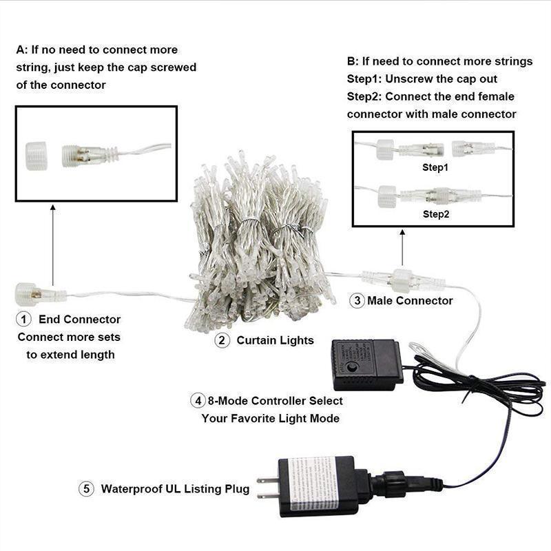 BowLift | Twinkle Star 300 LED Window Curtain String Light