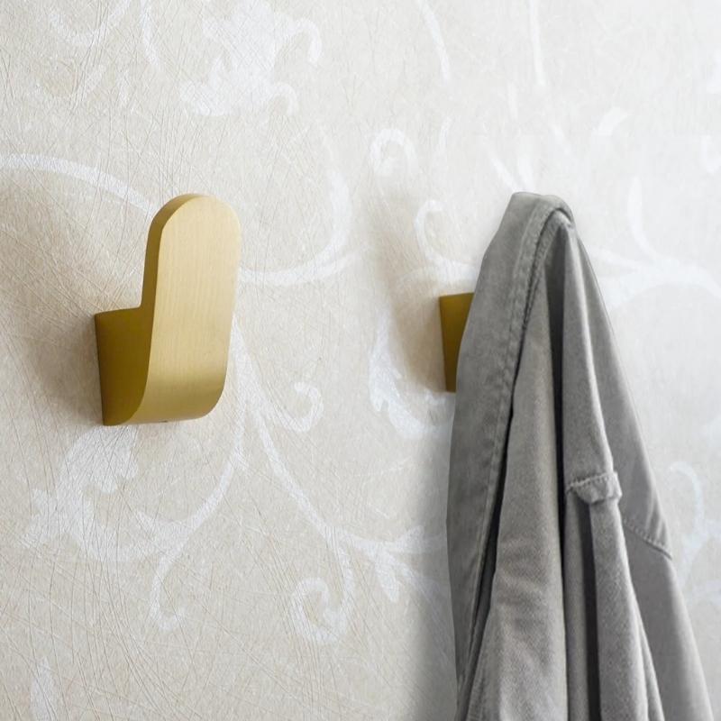 Golden Brass Wall Hook for Robes and Coats