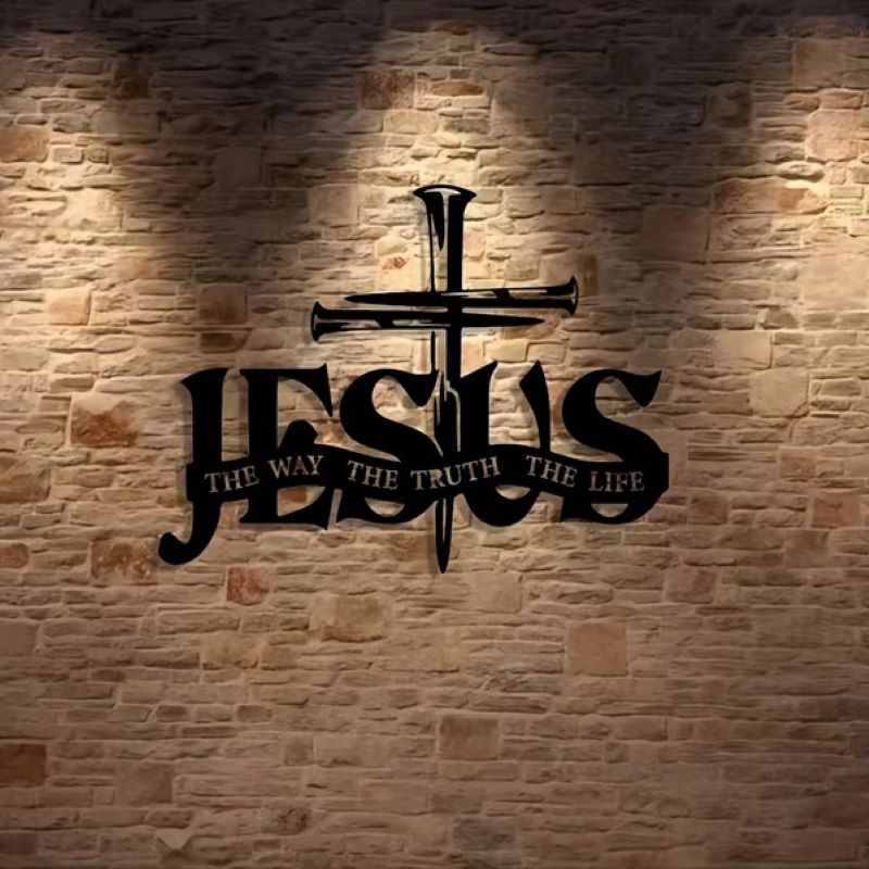 BowLift | Jesus and cross metal silhouette wall decoration