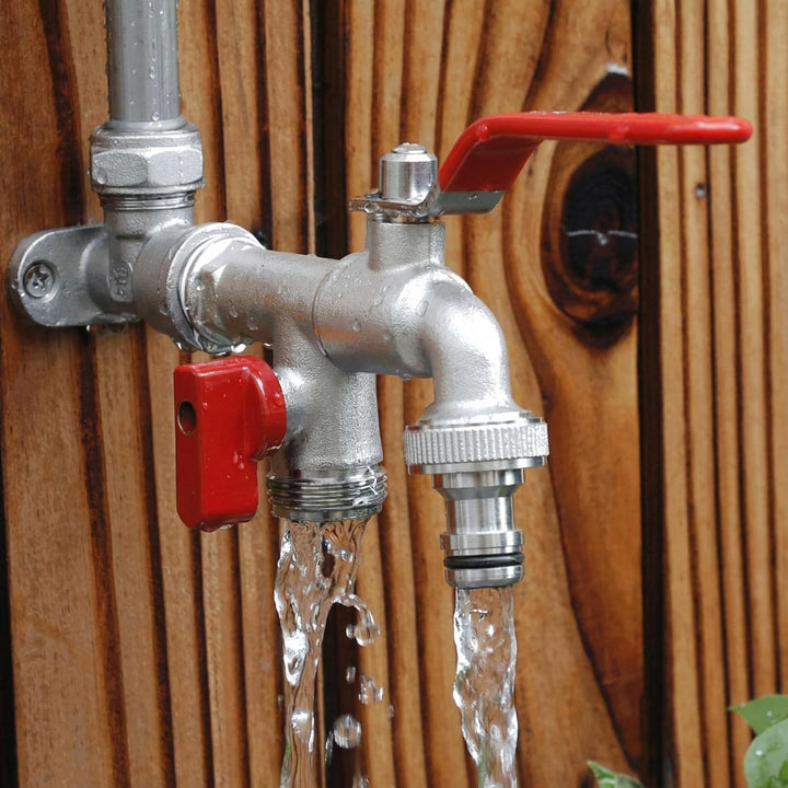 Double water tap stainless steel with 2 outlets | Bowlift