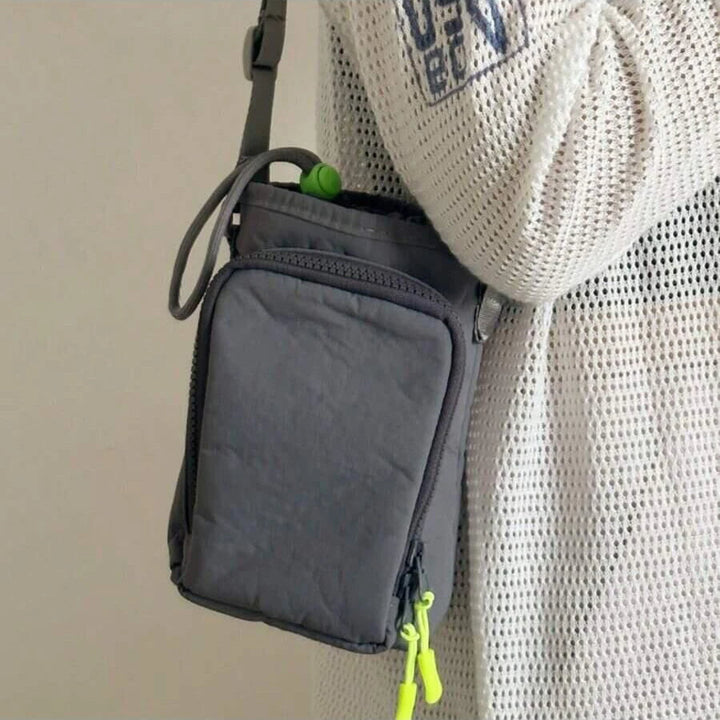 Water-Resistant Crossbody Water Bottle Bag with Front Pocket