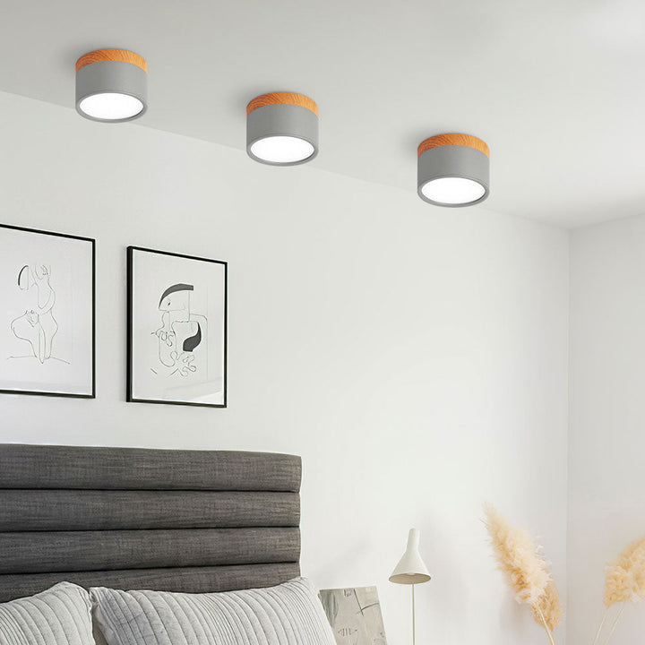 BowLift | Ceiling Light with Pink Flush Wood Finish