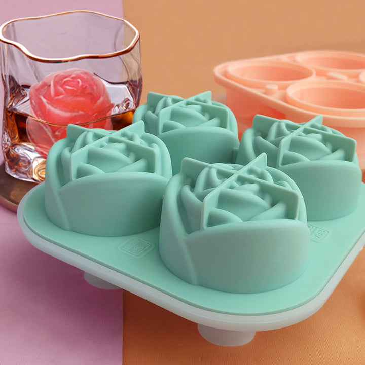 4-Compartment Large Rose Ice Cube Mold | Bowlift
