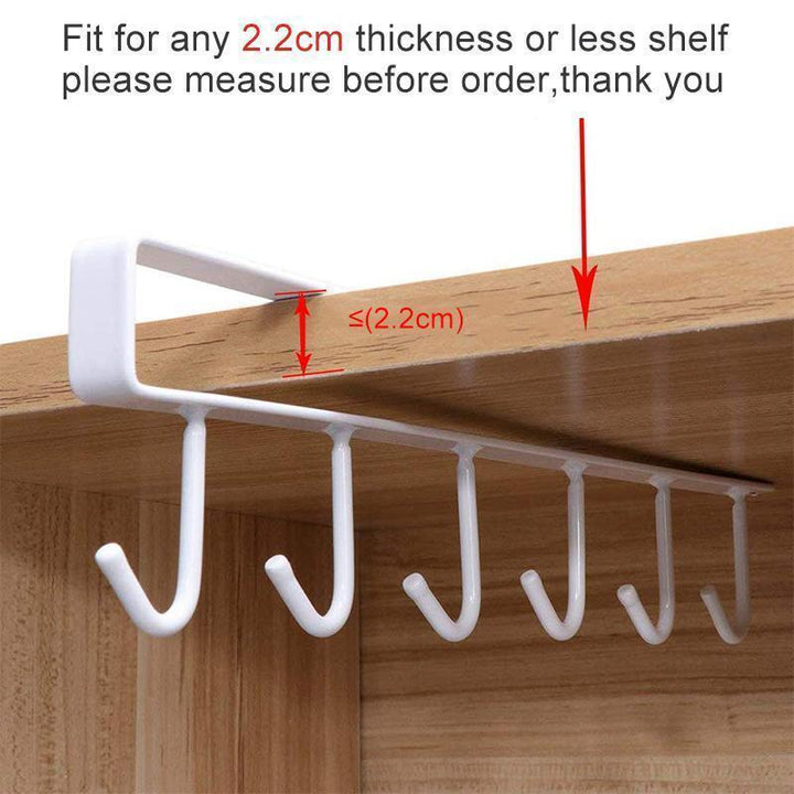 BowLift | 6 Hook Under-Cabinet Hanging Shelf