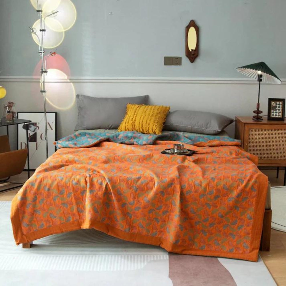 BowLift | Ginkgo Leaf Print Reversible Blanket