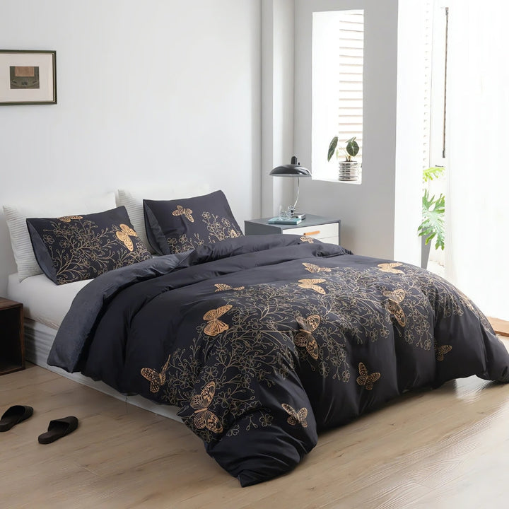 BowLift | Valora Midnight Butterfly Duvet Cover | 3pcs Set