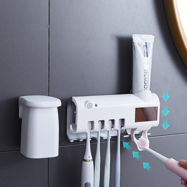 Smart UV Light Sterilizer Toothbrush Holder, WaII Mount Toothpaste Dispenser | Bowlift