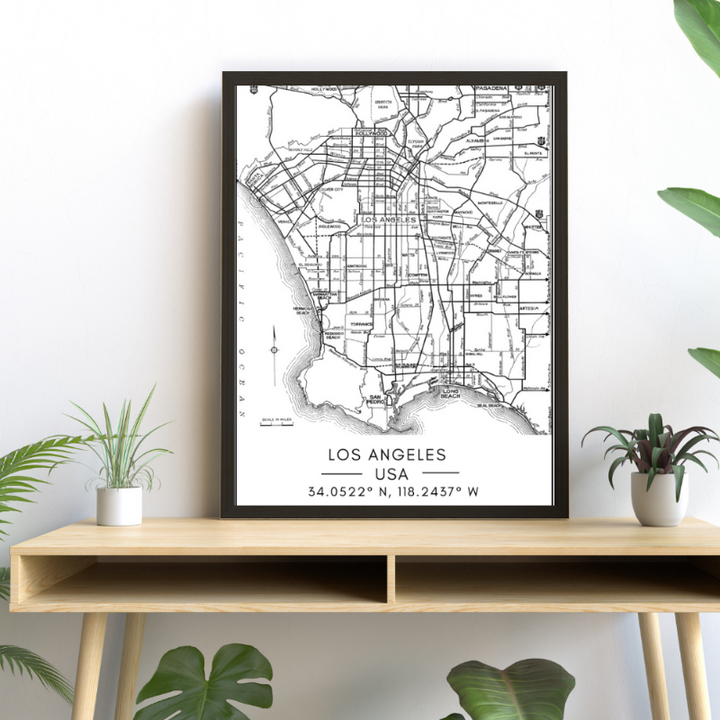 Los Angeles City Map - Canvas Wall Art Painting | Bowlift