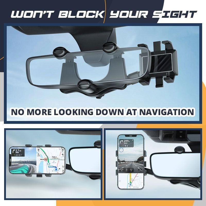 Rotatable Retractable Car Phone Holder for Rearview Mirror
