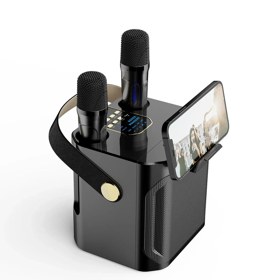 BowLift | Karaoke Bluetooth Speaker – 360° Surround Wireless Subwoofer with Dual Mics