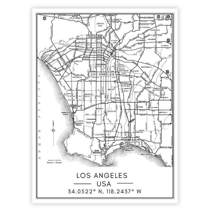 Los Angeles City Map - Canvas Wall Art Painting | Bowlift