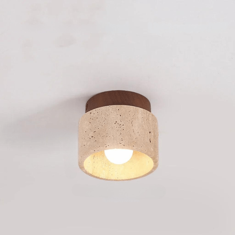 BowLift | Travertine ceiling light - Refined elegance - Soft light - Unique design
