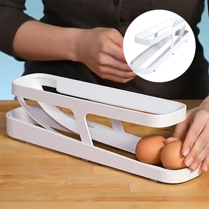 Automatic Rolling Egg Holder with Two Tiers, Holds up to 14 Eggs