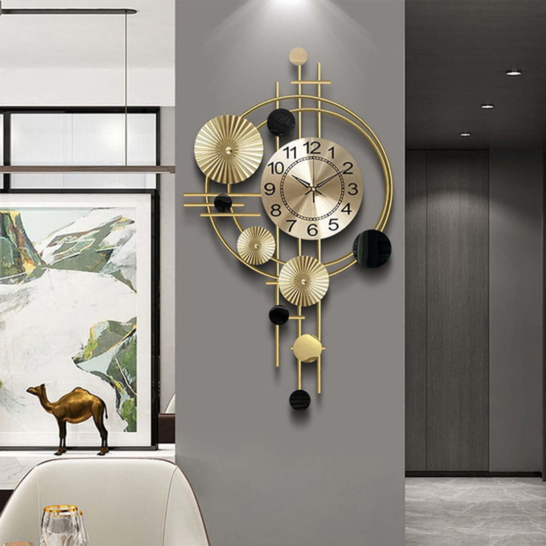Large Silent Metal Wall Clock with Industrial Design