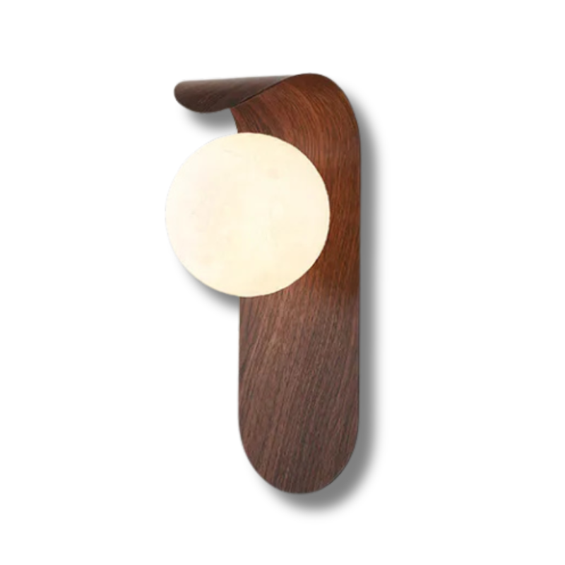 BowLift | LuxeWood – Chic Walnut Wall Lamp for Unique Ambiances