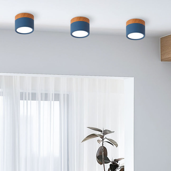 BowLift | Ceiling Light with Pink Flush Wood Finish