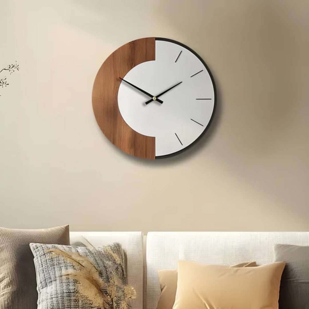BowLift | Oud – Large Wooden Wall Clock | Silent Modern Home Décor
