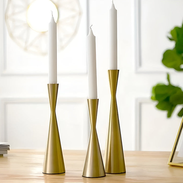 BowLift | Sleek Nordic Brass Waist Candlestick| 3pcs Set