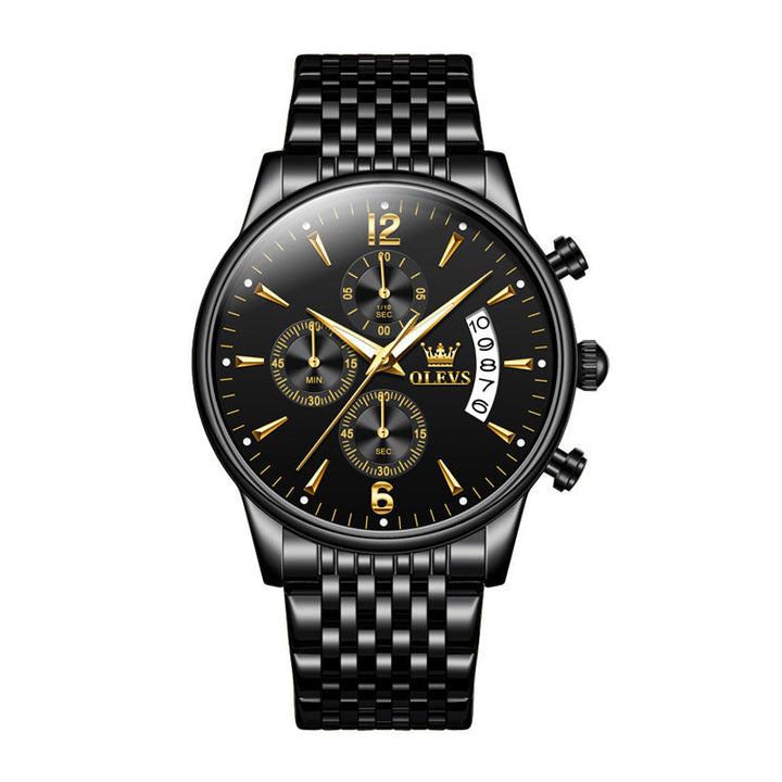 BowLift | Luxury Gold Three-Eye Chronograph Dial Automatic Mechanical Watch