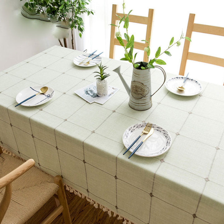 BowLift | Waterproof Oil-resistant Rectangular Tablecloth Cotton Linen Wrinkle-resistant Tablecloth for Kitchen Dining Room Buffet Party