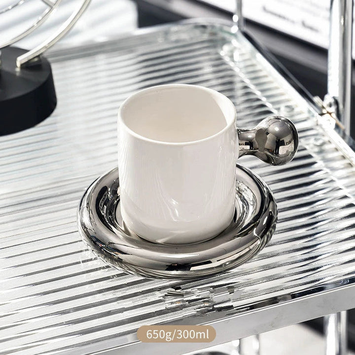 BowLift | Sunflower Pearl Glaze Coffee Mug with Saucer