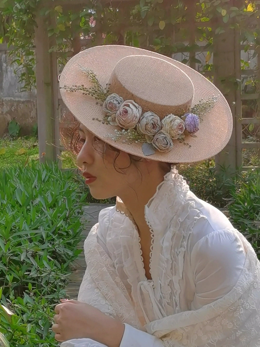 BowLift | Handmade French Hat, Retro And Elegant Hollow Flower Forest Style Flat Hat