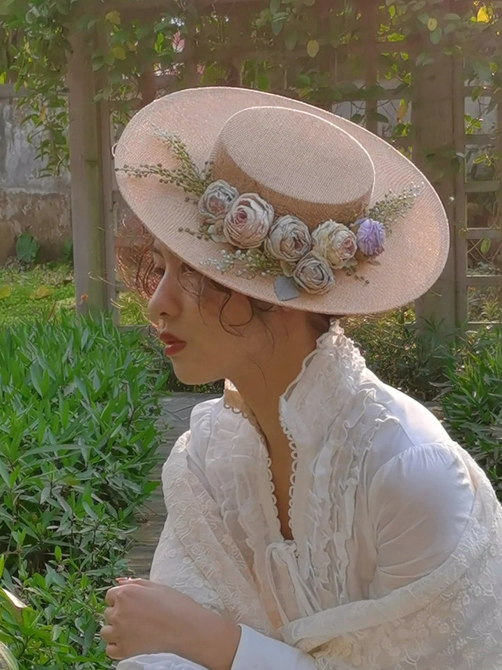 BowLift | Handmade French Hat, Retro And Elegant Hollow Flower Forest Style Flat Hat