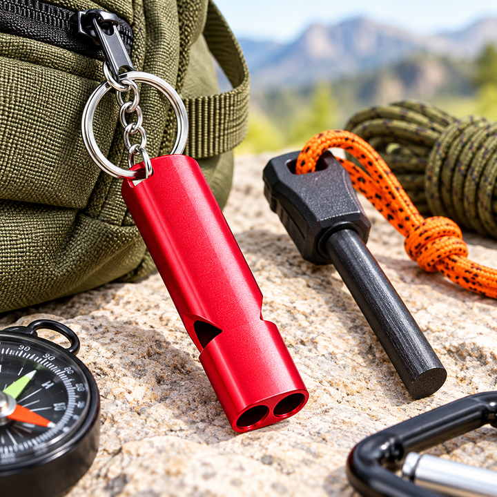 Aluminum Dual-Pipe Survival Whistle Keychain Bowlift