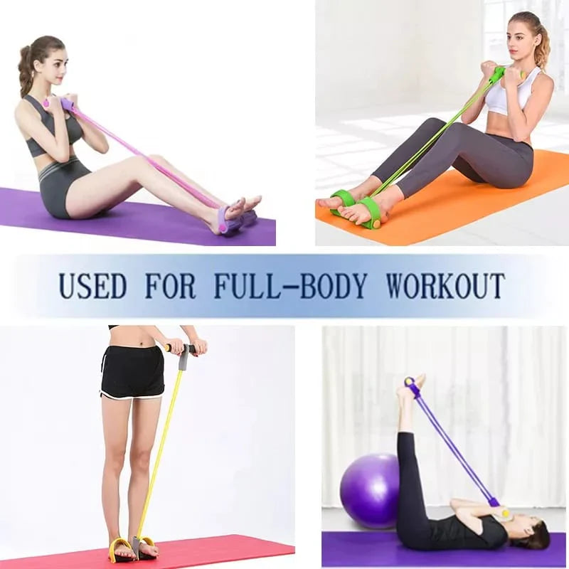 Pull-Rope Ab Exerciser with Pedals and Resistance Band