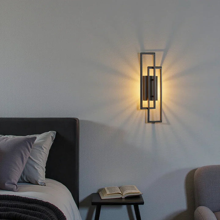 BowLift | Modern Geometric LED Wall Light – Rectangle Design with Remote Dimming (Black or Copper Finish)