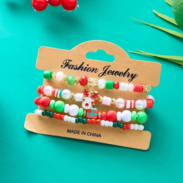 BowLift | 4pcs Christmas Snowman Handmade Beaded Bracelet set gift idea