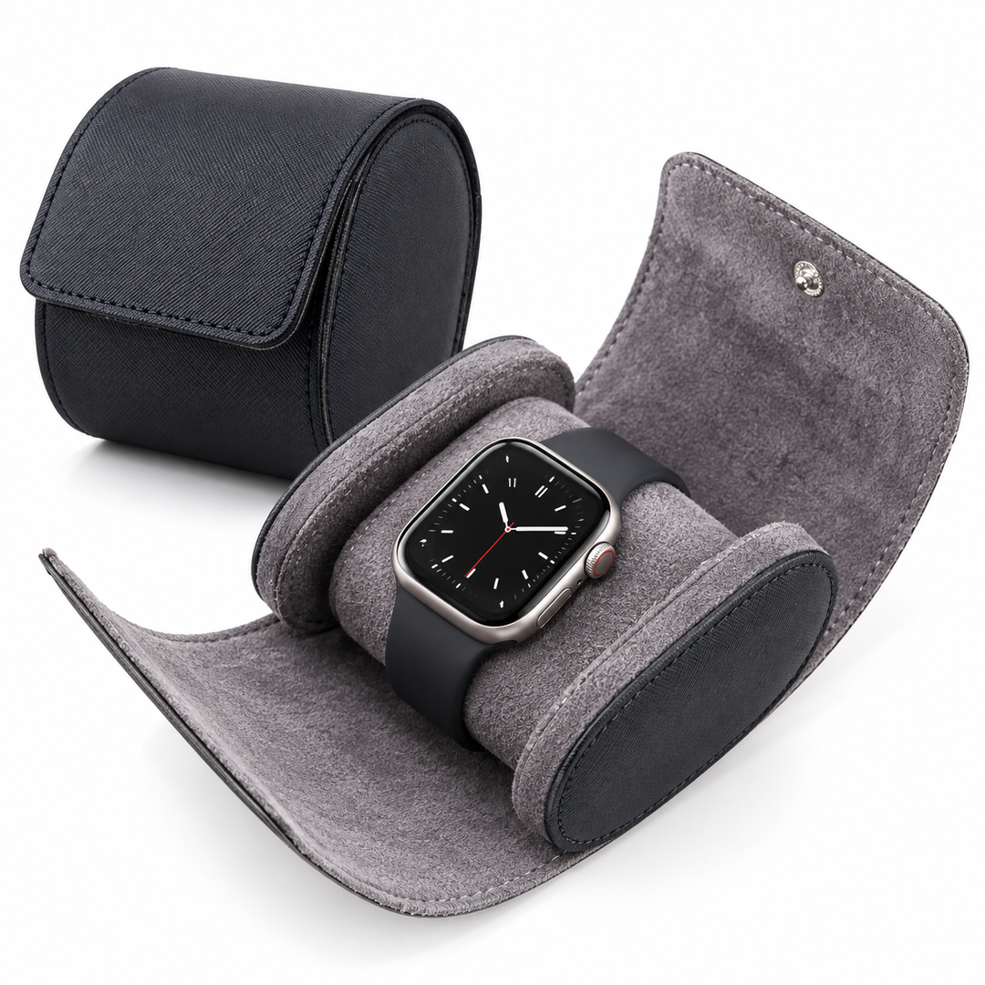 Compact Single Watch Travel Case with Suede-Lined Cushion Bowlift