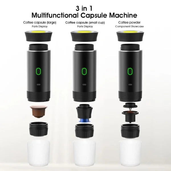 BowLift | Wireless Espresso Coffee Machine Portable 3 in 1 Coffee Maker with Capsule and Powder