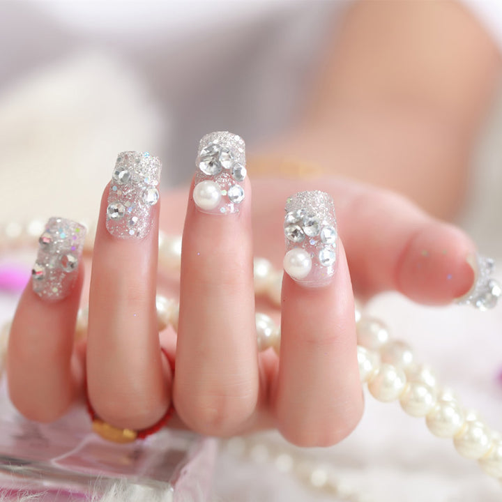 Glamorous Rhinestone-Embellished Press-On Nail Tips